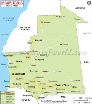 Images Physical Map Mauritania