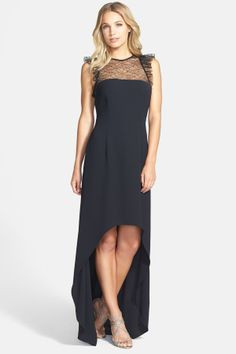 Jill Stuart Jill Jill Stuart Lace Yoke High/Low Crepe Dress ...