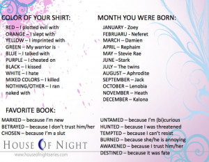 HOUSE OF NIGHT MAKE A SENTENCE! Reblog with your answer.
