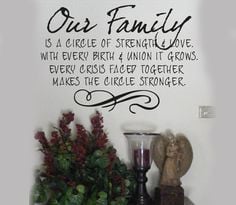 ... our family is a circle of strength and love decal quotes words sayings