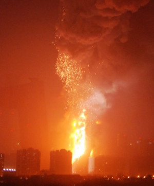 Towering inferno: fire in the Mandarin Oriental Beijing lights up the ...