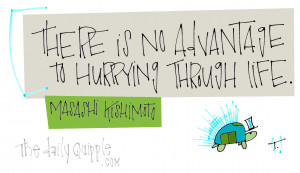 There is no advantage to hurrying through life.