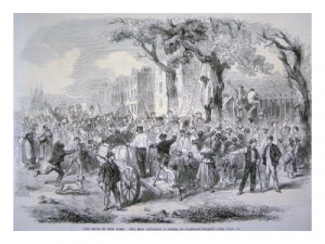 Draft Riots in New York, 'The mob lynching a negro in Clarkson Street ...
