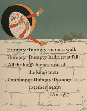 ... first printed in 1810 at the time a humpty dumpty was a clumsy person