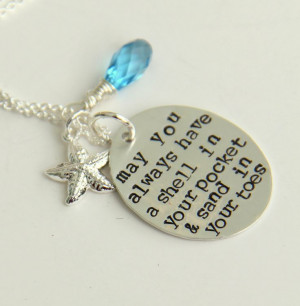 Sterling Silver Beach Necklace, May You Always, Wedding Beach Quote ...