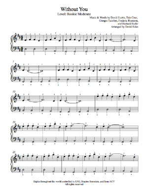 Without You by David Guetta ft. Usher » Piano Lesson & Sheet Music