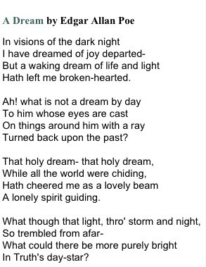 Poem A dream - Edgar Allan Poe