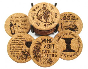 Wine Humor Cork Coaster Set from Laser Scribe It