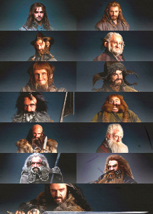 The dwarves: Fili, Kili, Nori, Ori, Dori, Bifur, Bofur, Bombur, Dwalin ...