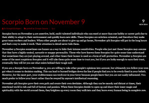 Personality Traits of Scorpios born on November 9