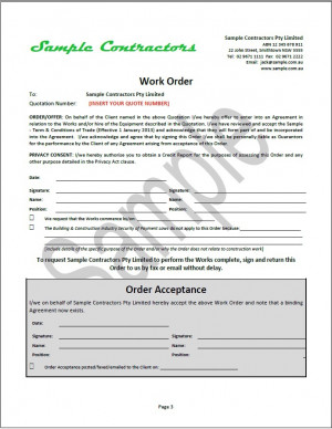 The Order & Order Acceptance Form forms part of the Quotation Template ...