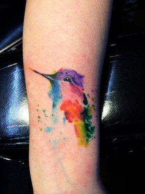 Watercolor Hummingbird by KC Lange @ Old Gold Tattoo in Bellingham, WA