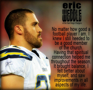 Eric Weddle of the San Diego Chargers dressed in uniform and a quote ...