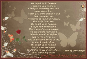 my angel up in heaven written by dave hedges my angel up in heaven i ...
