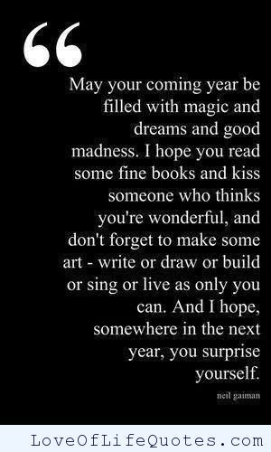 Neil Gaiman quote on a good year