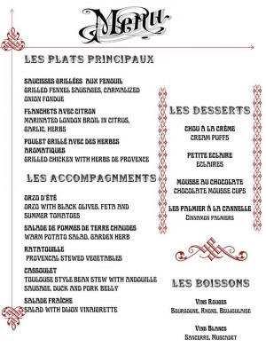 french restaurant menus in france