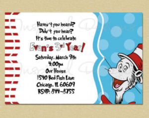 Dr. Suess Cat in the Hat- Birthday Invitation - Any Age ...