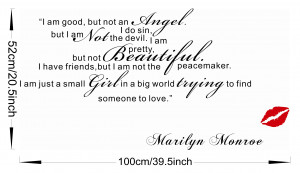 ... Small Girl Big World-Marilyn Monroe Quote Wall Sticker Art Decor BLACK