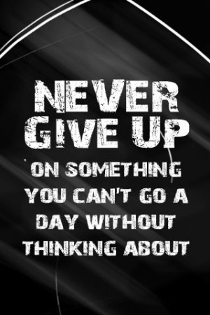 Never give up on something you can’t go a day without thinking about ...