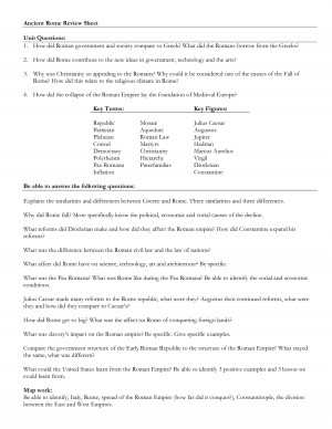 Ancient Rome Review Sheet Doc