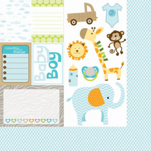 Bella Blvd - Baby Boy Collection - 12 x 12 Double Sided Paper - Cute ...