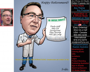 Pharmacist Retirement Caricature Drawn from Photos