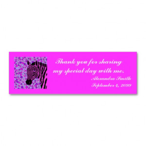 Pink Zebra Sweet 16 Party Thank You Card Inserts Double-Sided Mini ...