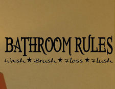 BATHROOM RULES WASH DECAL VINYL WALL STICKER WASHROOM LETTERING WORDS ...