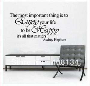 FREE #TH1006 Enjoy Your Life To Be Happy Home Decoration MuralHome ...