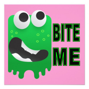 Bite Me - Green Monster Funny Creature Personalized Announcement