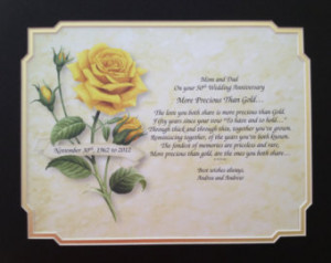 50th ANNIVERSARY Gift Idea Personal ized Poem for Parents Grandparents ...