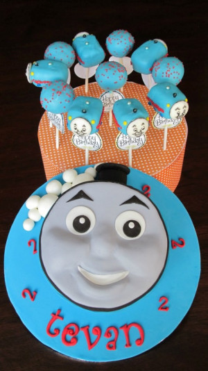 Thomas The Tank Engine Birthday Cake & Cake Pops