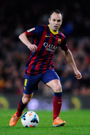 Andres Iniesta Andres Iniesta of FC Barcelona runs with the ball