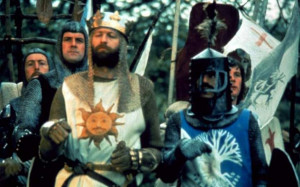 King Arthur (Graham Chapman), Sir Bedevere (Terry Jones) and the ...