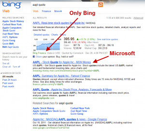 ... same situation as with yahoo bing s own onebox area only lists bing