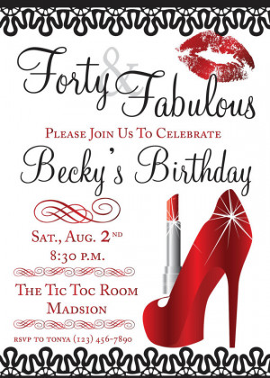 Forty & Fabulous Birthday Invitation and Envelope Seal