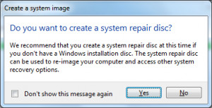 Do you want to createa system repair disc?