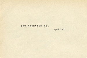 You transfix me, quite. —Edward Rochester, Jane Eyre