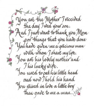 ... Quote, True, Poem For Weddings Gifts, Bride Gifts To Mothers In Law