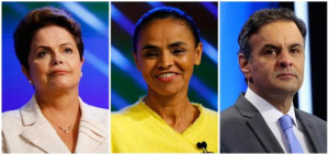 combination photo shows Brazil's leading presidential candidates (L ...