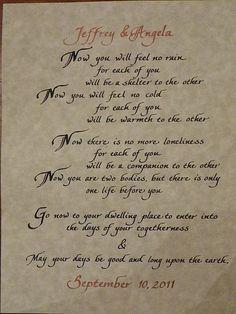 Wedding Vows in Calligraphy More