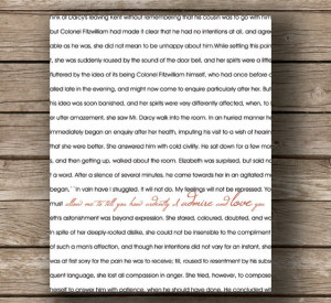 Jane Austen Typography Print, I ADMIRE and LOVE You, Love Quote Wall ...