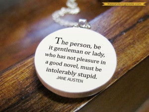 Funny Jane Austen Literary Quote Necklace 