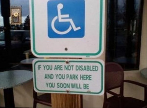 funny handicap parking sign