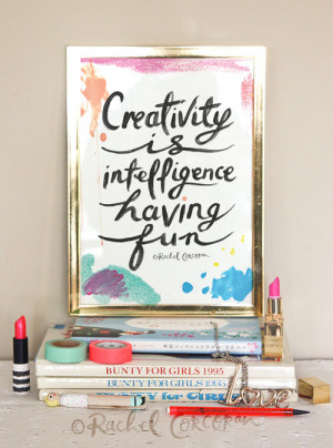 Creativity is Intelligence Having Fun - Typographic Print - Hand ...
