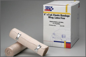 Elastic Bandage Wrap w 2 Fasteners Latex Free 6 quot 6 Per Box