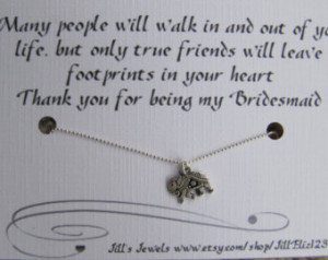Tiny Lucky Elephant Charm Necklace with Friendship Quote Inspirational ...