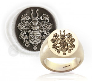 Traditional Eastern European Coat of Arms Seal Ring