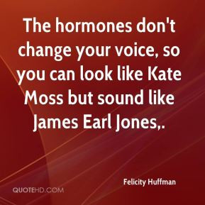The hormones don't change your voice, so you can look like Kate Moss ...