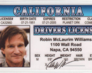 Actor Robin Williams Celeb rity Drivers License fake identification ID ...
